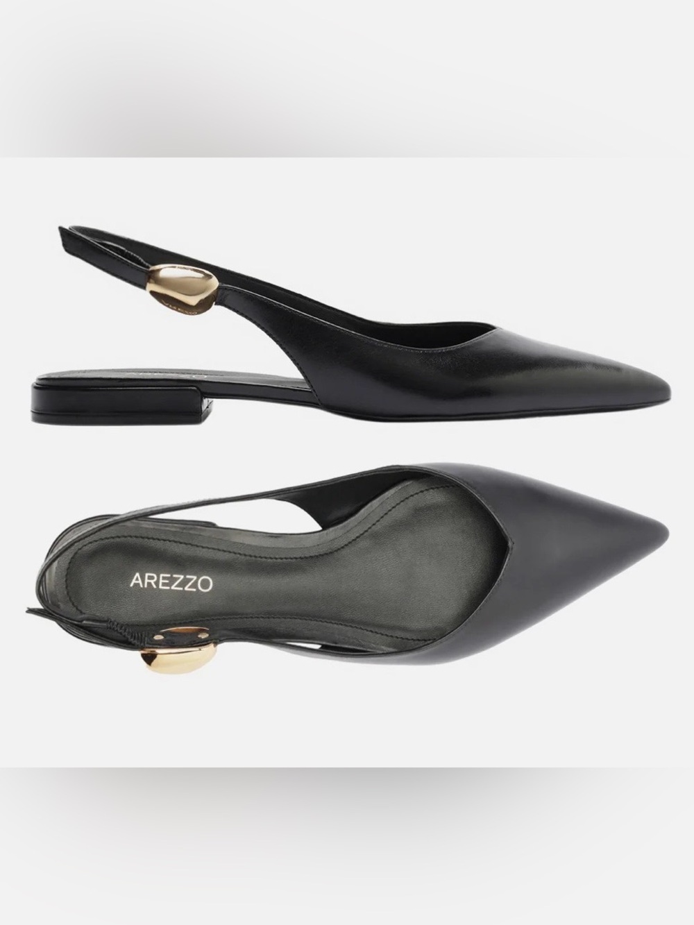 Arezzo Farrah Ballet Leather Flat in Black women size 8 gently used